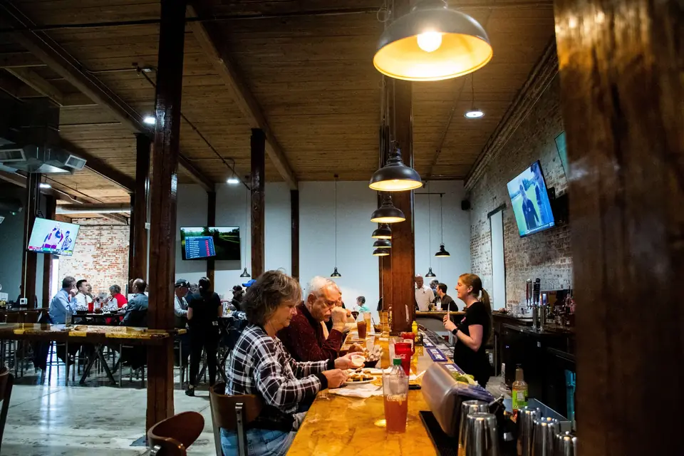 The bar at River District Social.