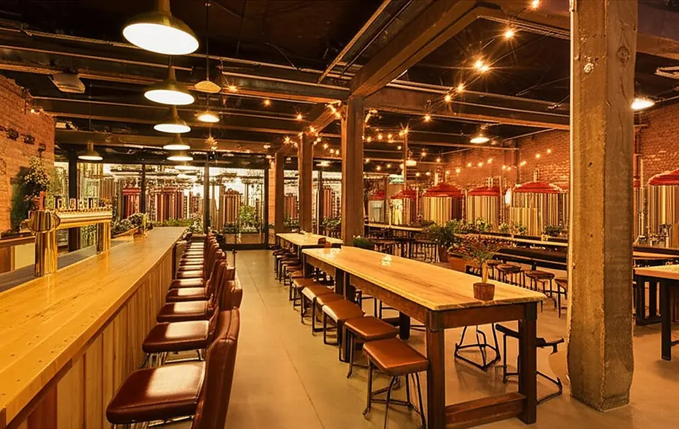 Concept rendering of the section built out as a brewery and taproom